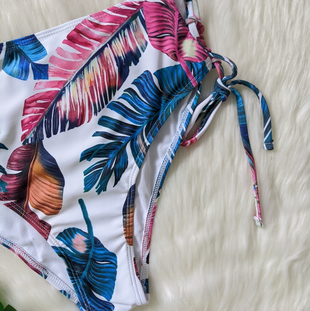 Tropical print high waist tie side bikini bottom - Picture 4 of 5
